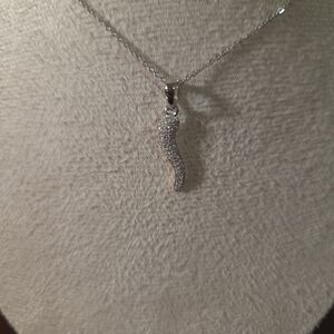 NWT 925 Sterling Silver .16 CTW Moissanite Italian Horn Pendant Necklace